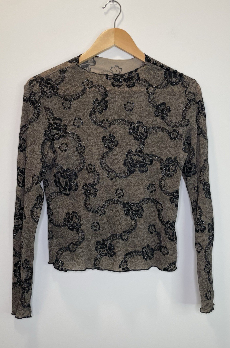 Vtg Newport News Mesh Glitter Top Whimsigoth Ballet Fairy Grunge Goblincore Sz M
